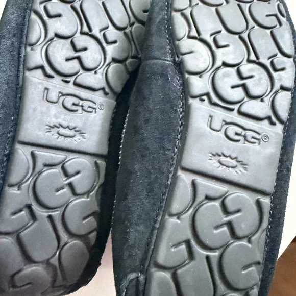 UGG Black and Cream Suede Slippers - Picture 3 of 5